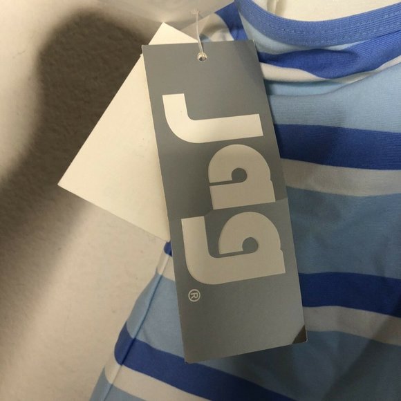 Jag Swim Top Tankini Blue White Stripes Size L - Picture 7 of 8